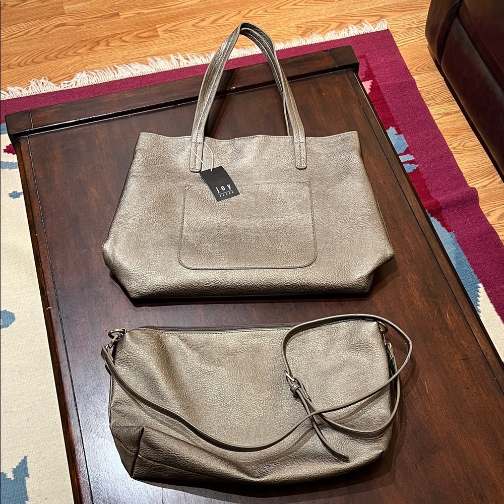 NWT 2 Piece Joy Susan Vegan Leather Tote & Bag